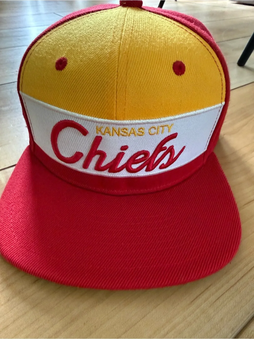 Mitchell & Ness Kansas City Chiefs Red and Yellow Kids Snapback